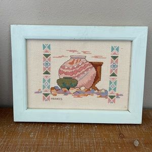 Vintage framed southwest crossstictch picture.